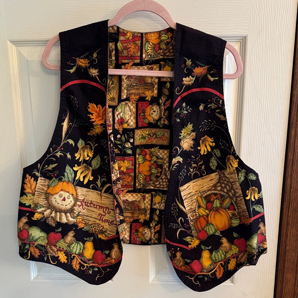 Vintage Reversible Autumn-Themed Vest